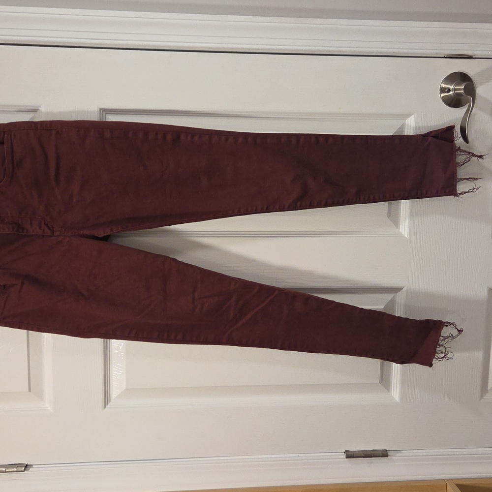 Joe's Jeans Maroon Frayed Hem Denim